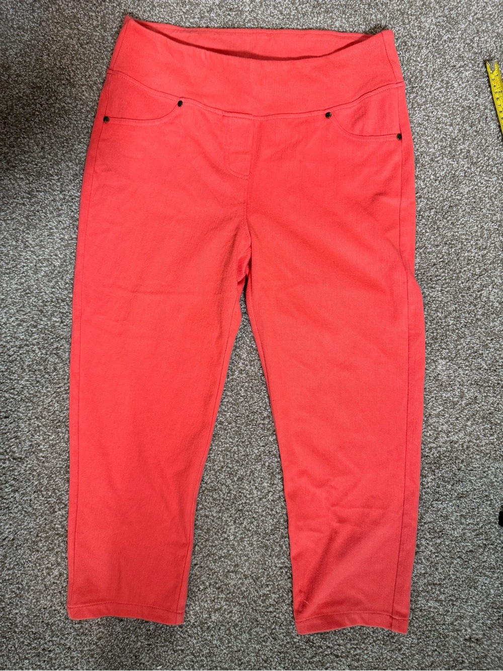DG2 by Diane Gilman Bright Coral Knit Cropped Pants